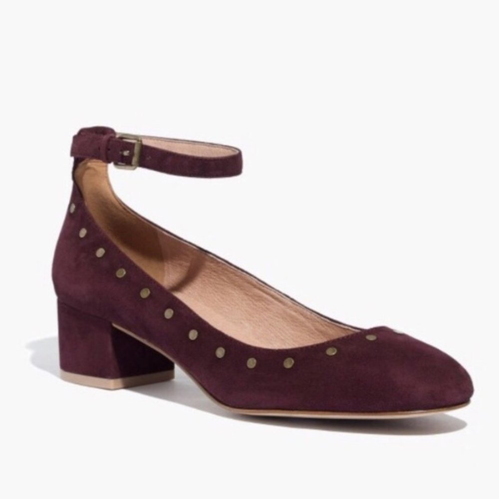Madewell Inez Ankle-Strap Suede Shoes With Studs
